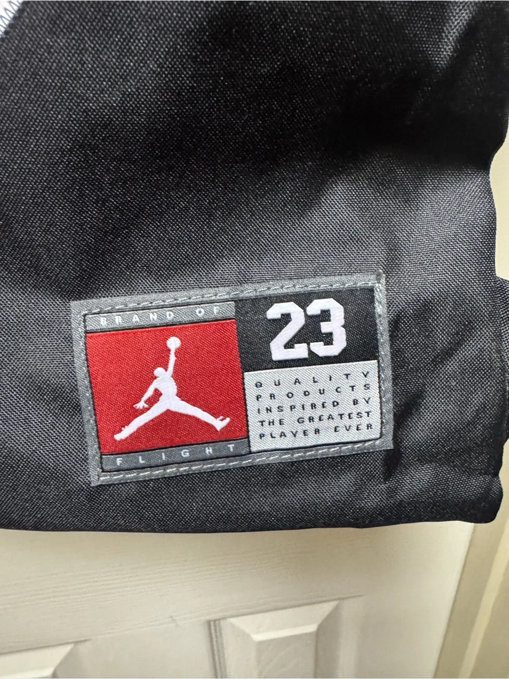 Jordan Black Red 23 Patch Drawstring Bag